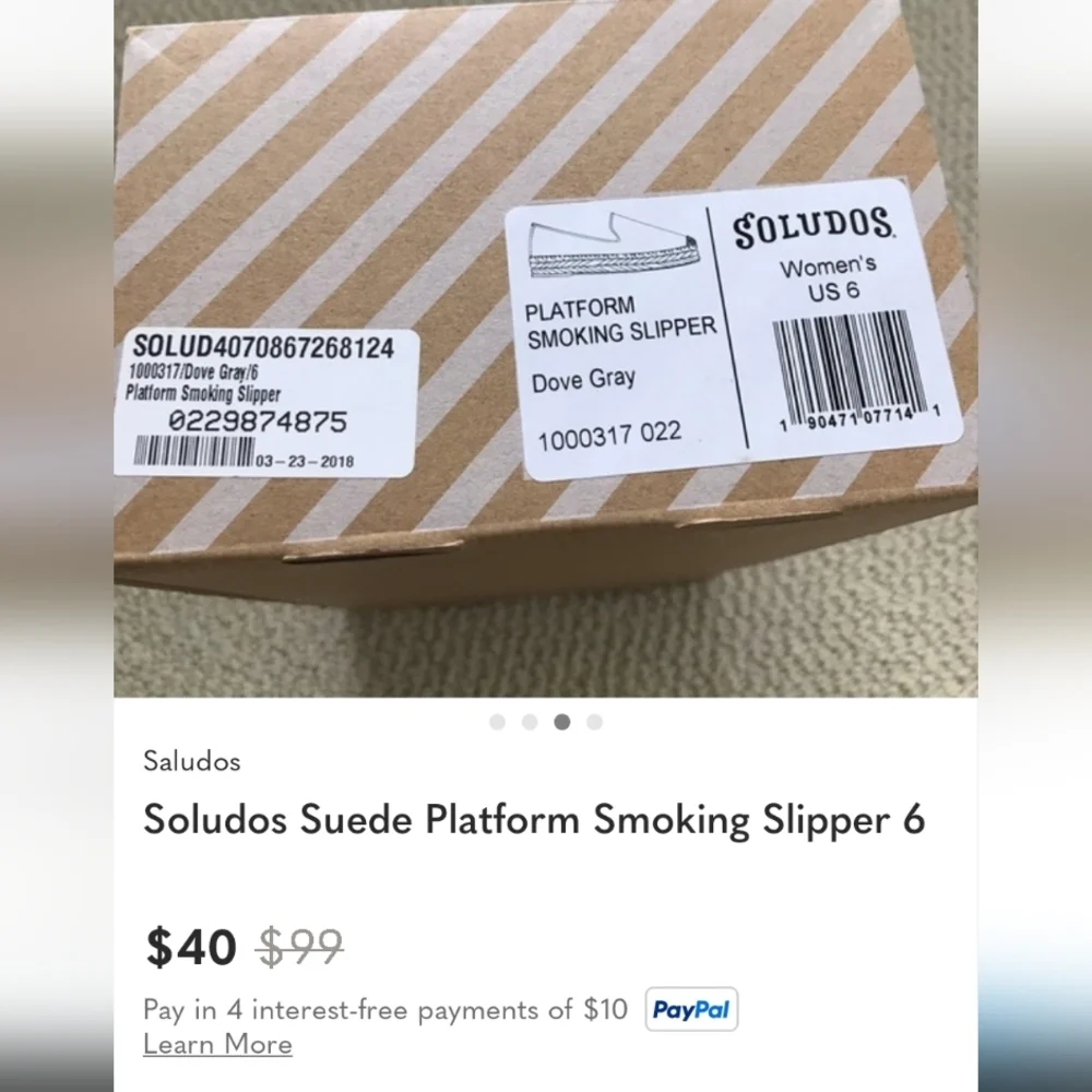 Soludos Suede Espadrille Platform Smoking Slippers Grey Women's 7.5